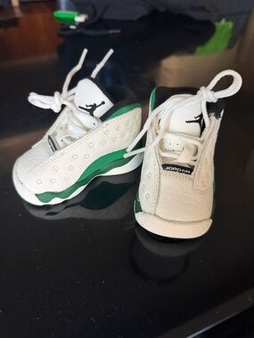 Jordan White and Green Toddler Jumpman Trainers